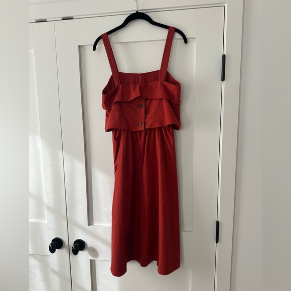 Sezane Isabella red rust terracotta linen dress 38 S/M 2019 - Picture 3 of 16